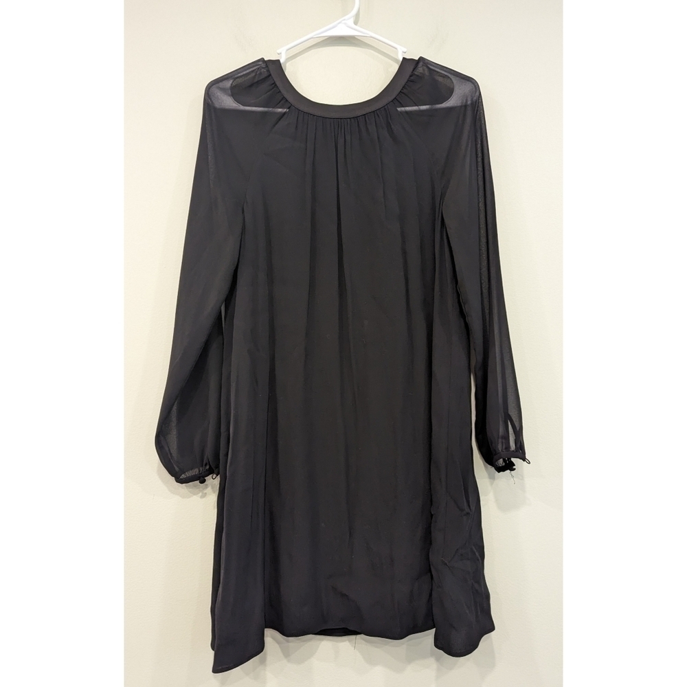 Boden Nerissa Black Sheer Sleeve Viscose Dress Size 6 Regular